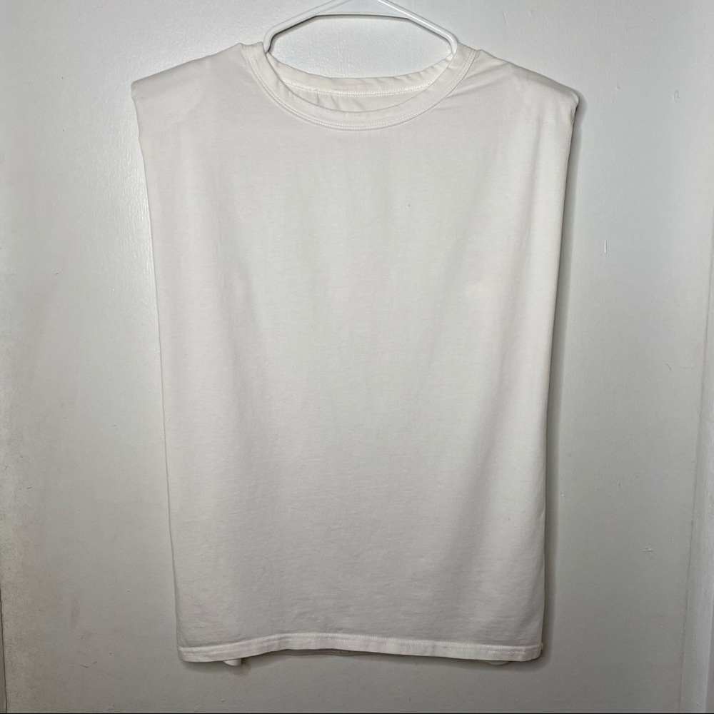 White Shoulder Pad Top